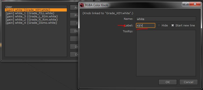 Cambiamos el nombre gain a KEY y asi cada canal que añadimos.