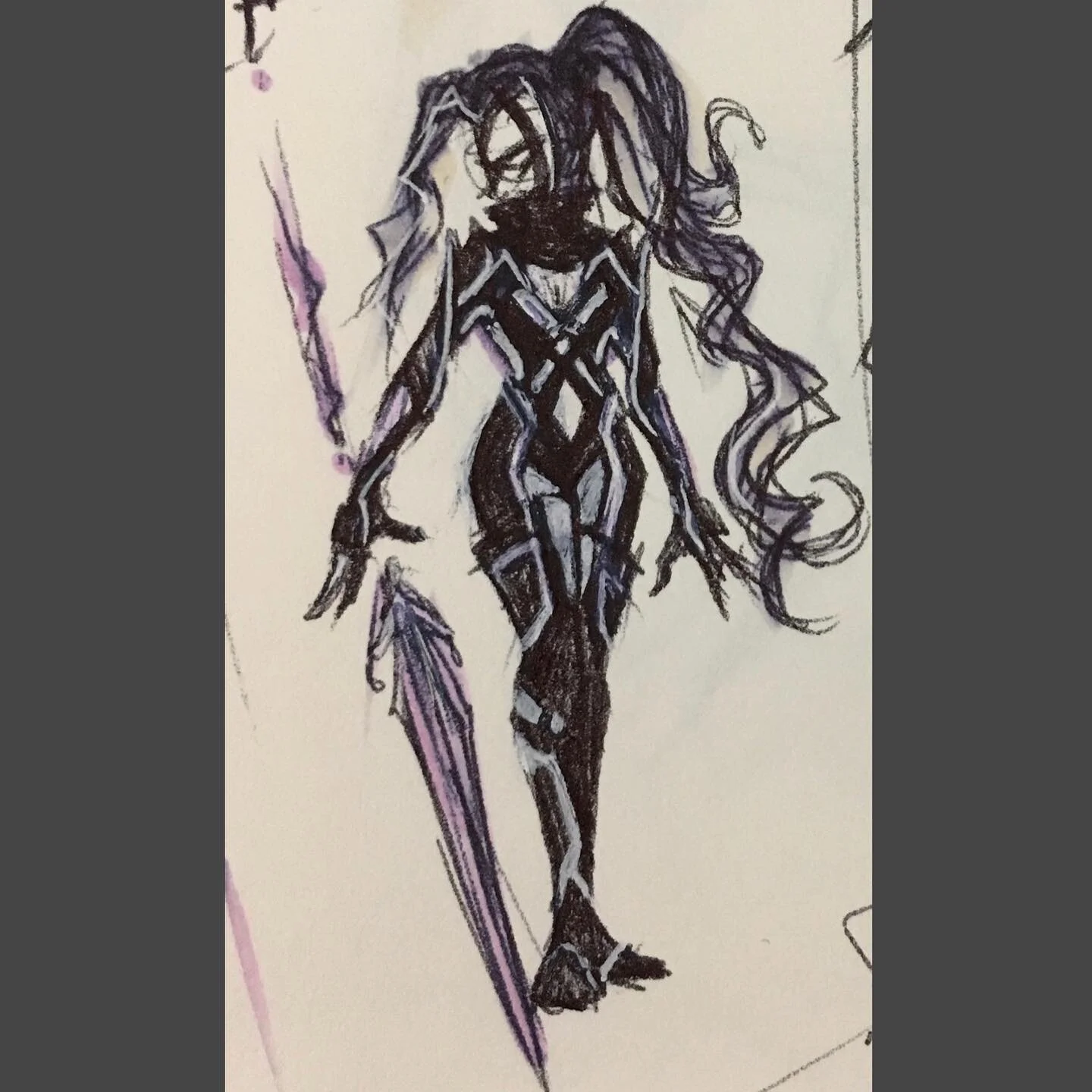 If any of you were curious about my process.. basically starts with a a silhouette sketch. Real rough, not so much about accuracy. 
Then I work out the pose and start the sketch.
Flat colors after that, then workout the details. And more details.... 