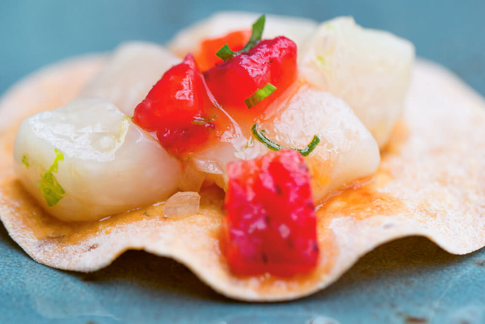 Galton Blackiston Strawberry Lime Scallop Tartare