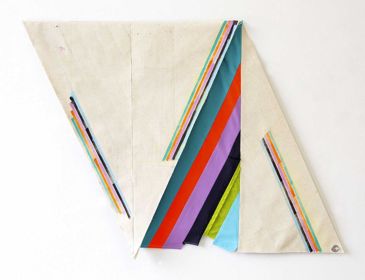    Othered Sides   ,  2018 Acrylic + colored pencil on pieced and sewn canvas and cotton 25 x 35 inches overall (63.5 x 88.9 cm overall)   