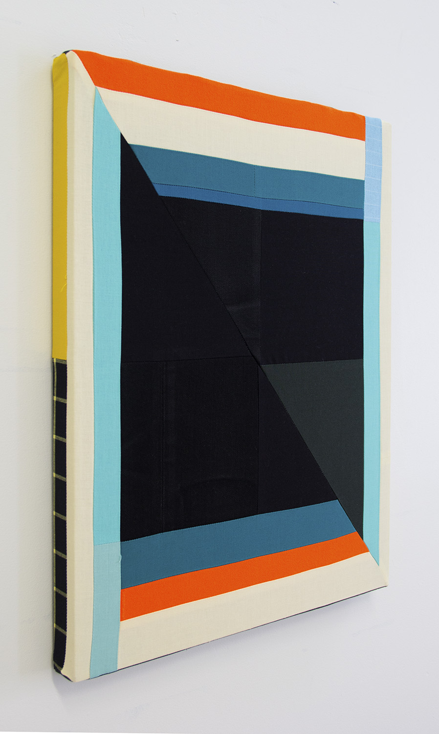    of Color, No. 5 (side view)   ,  2019 Sewn canvas, cotton, Levi’s denim, acrylic 20 x 16 inches (50.8 x 40.6 cm) 