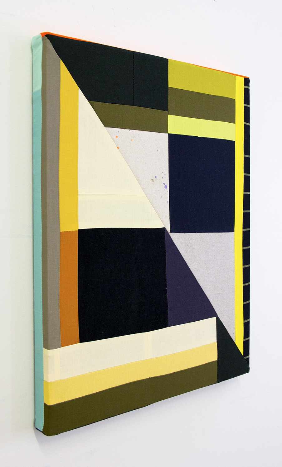    of Color, No. 6 (side view)   ,  2019 Sewn canvas, cotton, Levi’s denim, acrylic 20 x 16 inches (50.8 x 40.6 cm) 