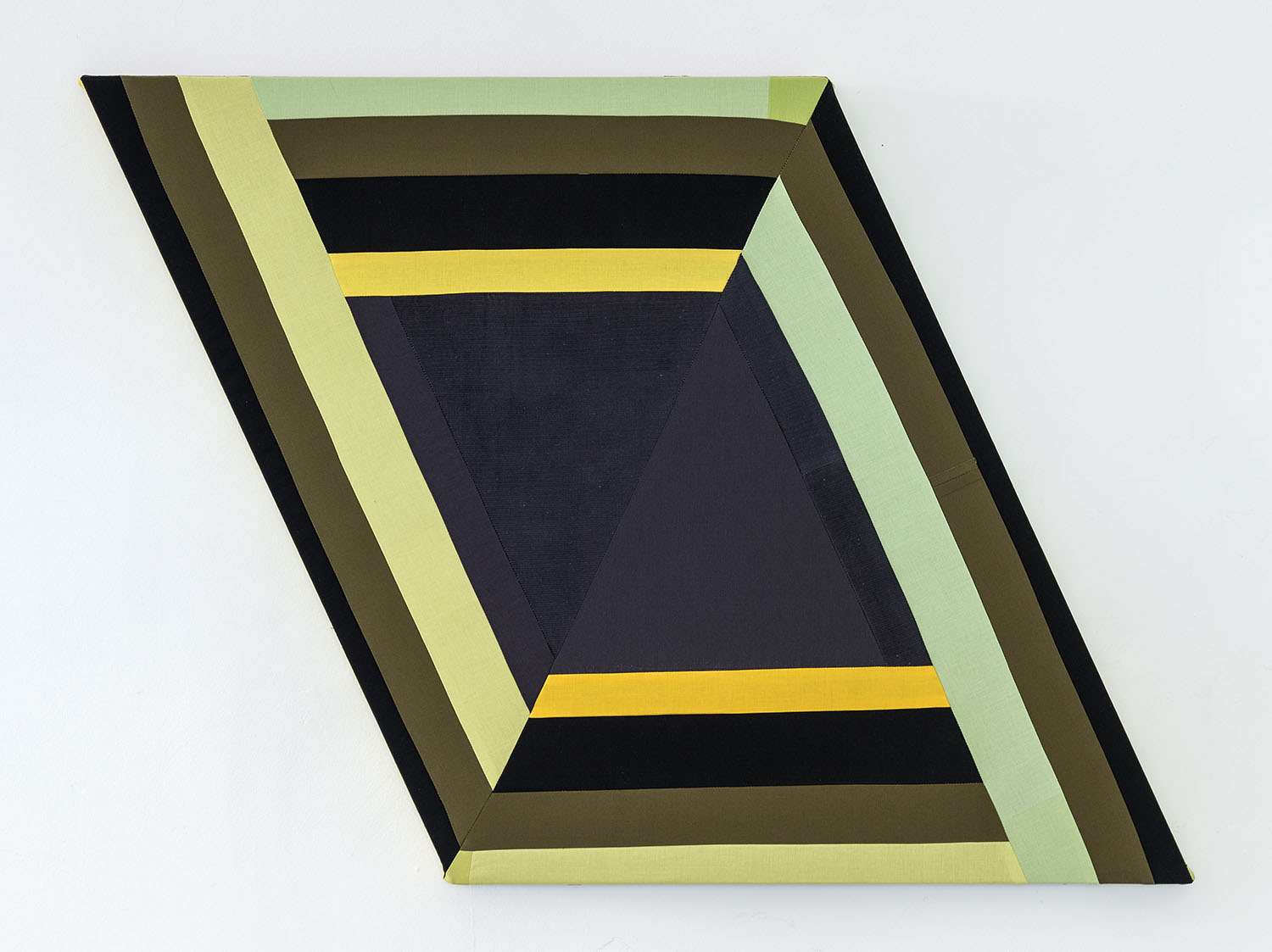    Know Wrong Angles   ,  2019 Sewn cotton, corduroy and canvas on shaped support 25 x 34.5 inches overall (63.5 x 87.6 cm overall) 