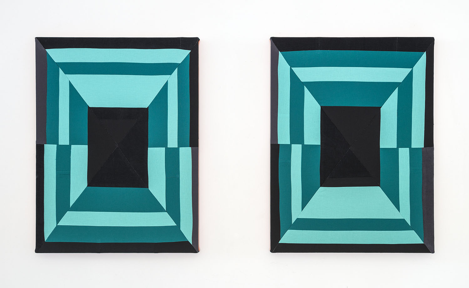    A Deeper Love (Diptych)  , 2019 Sewn cotton, corduroy, canvas 24 x 18 inches each (61 x 45.7 cm each) 