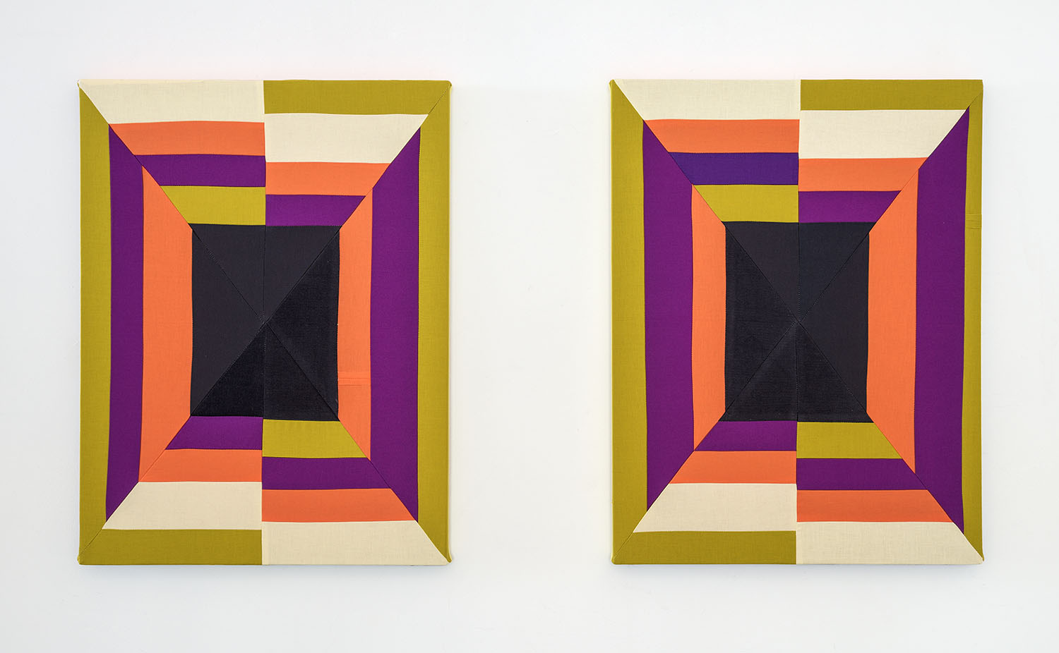    Crush On You (Diptych)  , 2019 Sewn cotton, corduroy, canvas 24 x 18 inches each (61 x 45.7 cm each) 