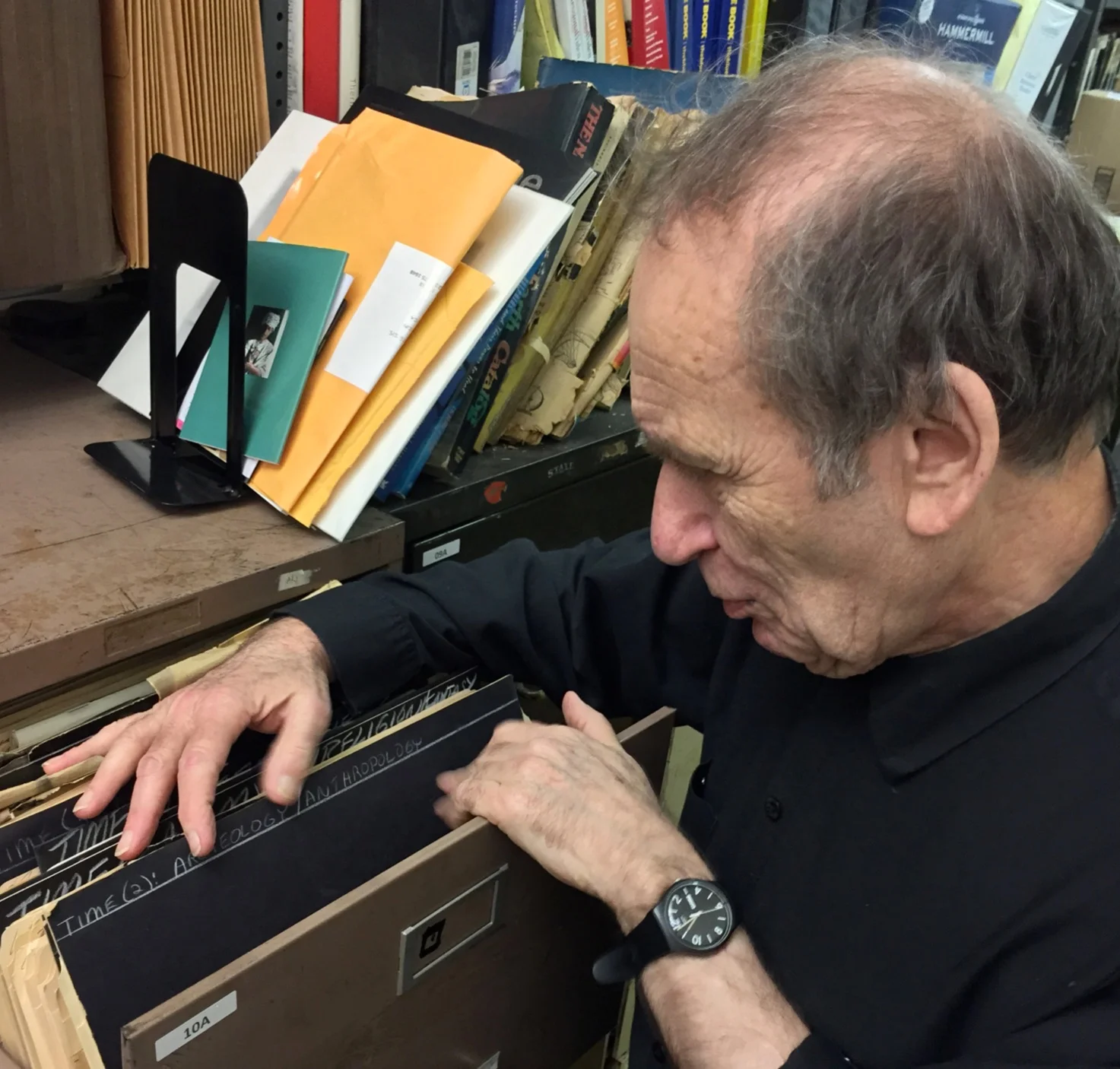 The late Vito Acconci in his archives.