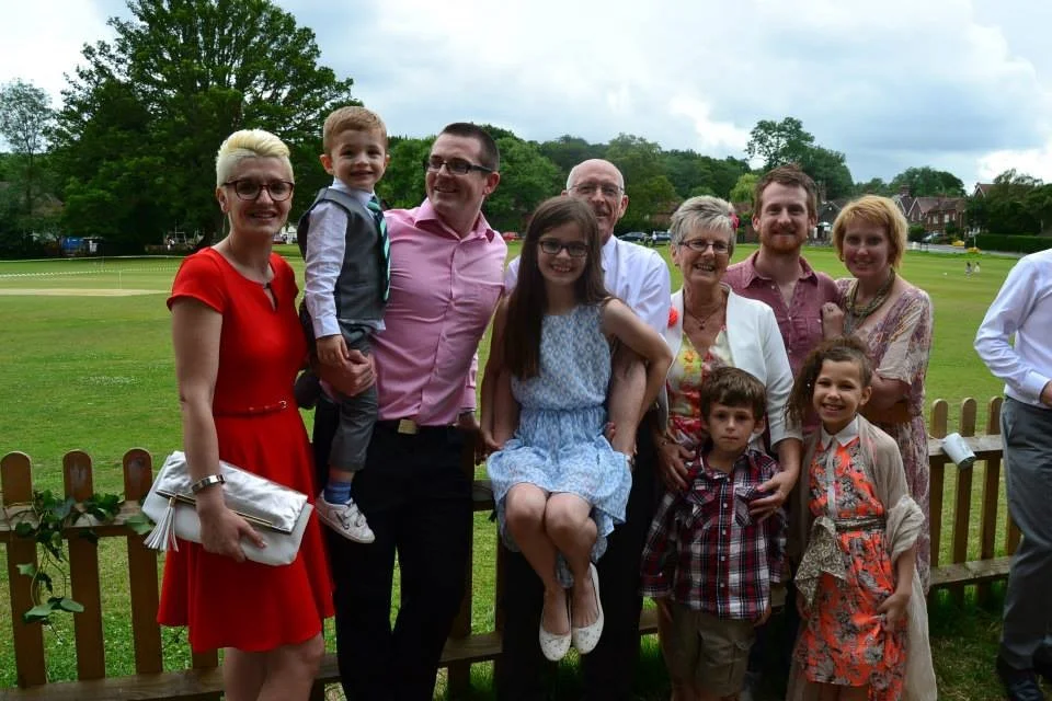 Joy with her husband, children and grandchildren.