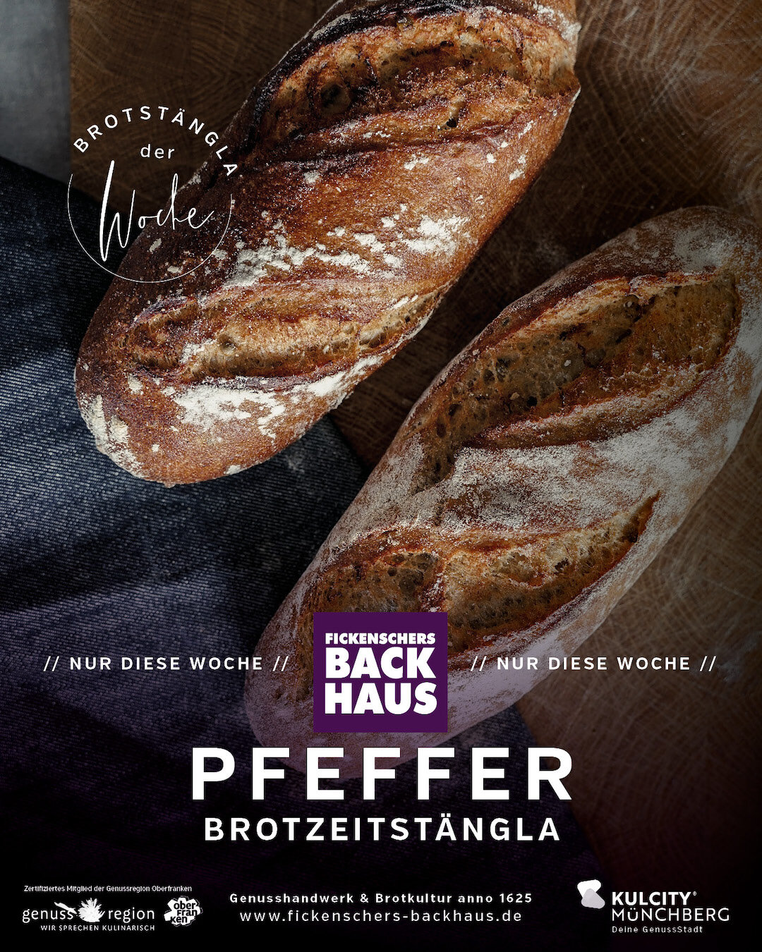 Unser Knusper-Snack der Woche: das Pfeffer Brotzeitst&auml;ngla. Herrliches Brot mit hochwertigem Pfeffer. Einfach lecker und passt perfekt zu jeder Brotzeit, Mittagspause oder als Late-Night-Snack. 😎

#fickenschersbackhaus #traditionsb&auml;ckerei 