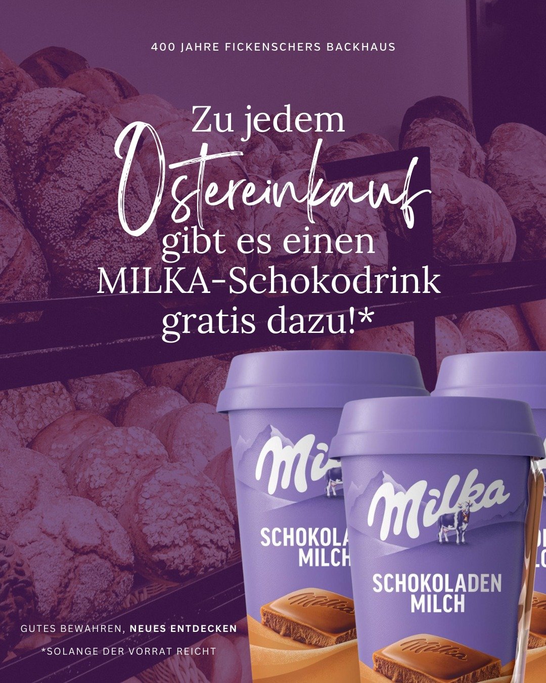 Zu Ostern sagen wir Danke &ndash; f&uuml;r eure Treue, eure Liebe zum Handwerk und daf&uuml;r, dass ihr seit 400 Jahren Teil unserer Geschichte seid. 💜

In der Osterzeit schenken wir euch bei jedem Ostereinkauf einen MILKA-Schokodrink &ndash; als kl