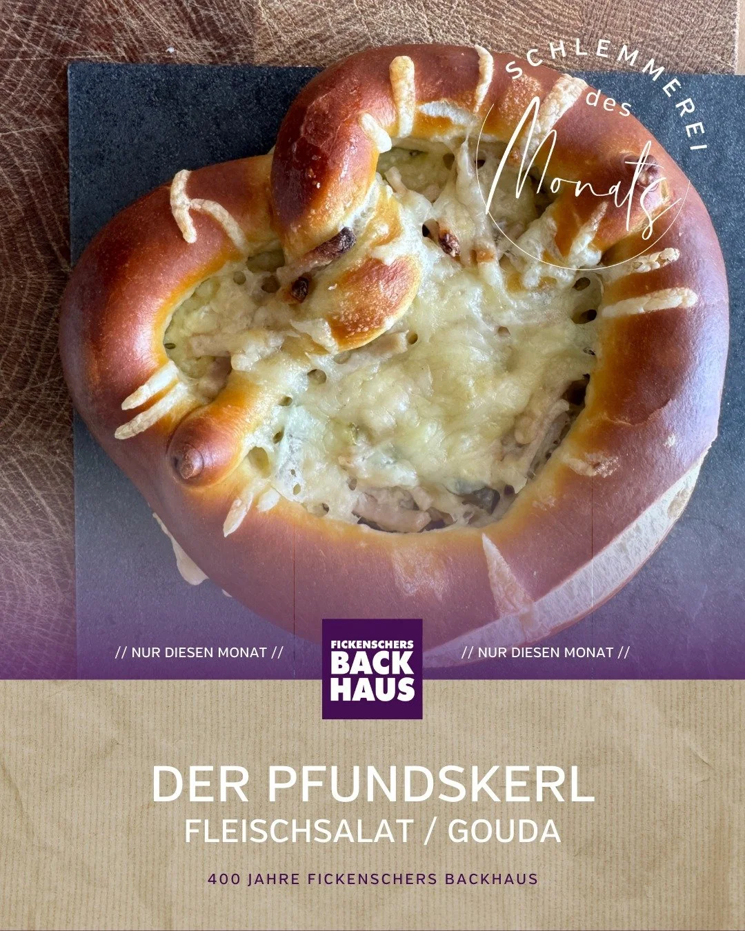 Nur f&uuml;r kurze Zeit: Im September gibt&rsquo;s in unseren Fachgesch&auml;ften den Pfundskerl &ndash; herzhaft gef&uuml;llt mit Fleischsalat und Gouda, auf goldbrauner Brezn-Basis &uuml;berbacken. 🥨🧀

Perfekt zum Snacken, Teilen oder Genie&szlig