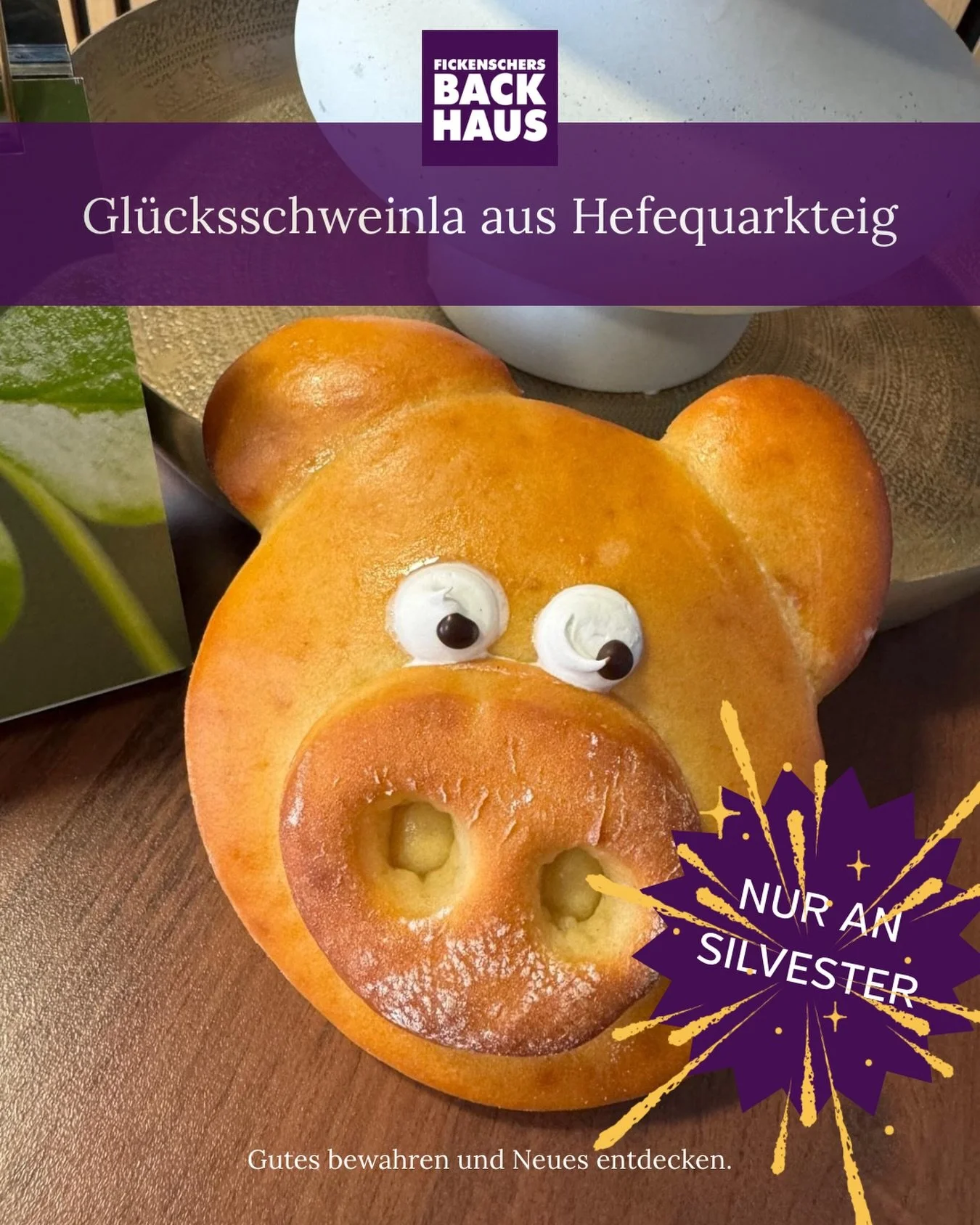 Ein St&uuml;ck Gl&uuml;ck f&uuml;rs neue Jahr 🍀
Unsere Gl&uuml;cksschweinla aus Hefequarkteig sind das perfekte Mitbringsel f&uuml;r die Silvesterparty &ndash; nur morgen in unseren Fachgesch&auml;ften. #fickenschersbackhaus