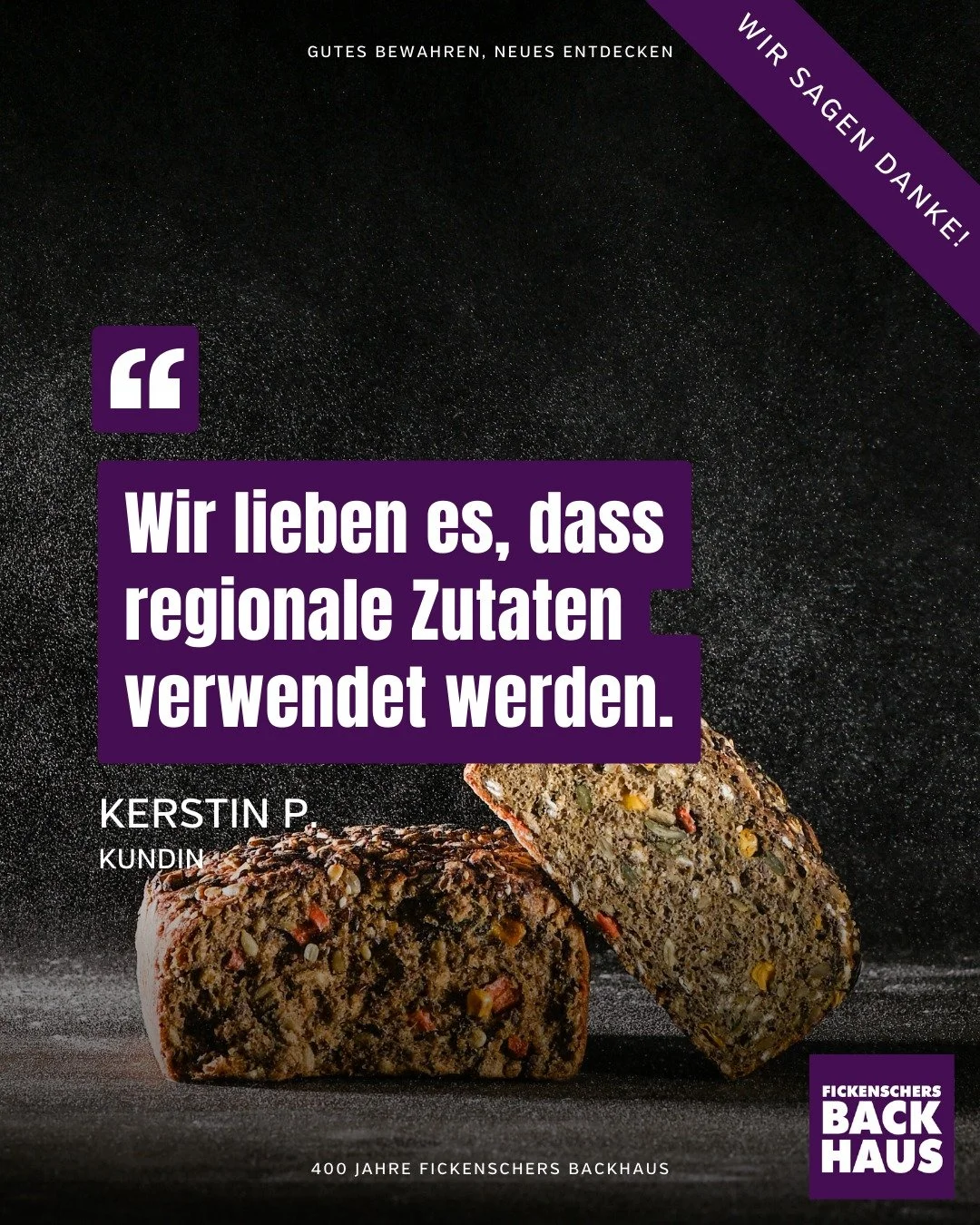 Eure R&uuml;ckmeldungen sind unser sch&ouml;nstes Kompliment. Seit 400 Jahren und mit ganzem Herzen. 🤍🍞
#FickenschersBackhaus