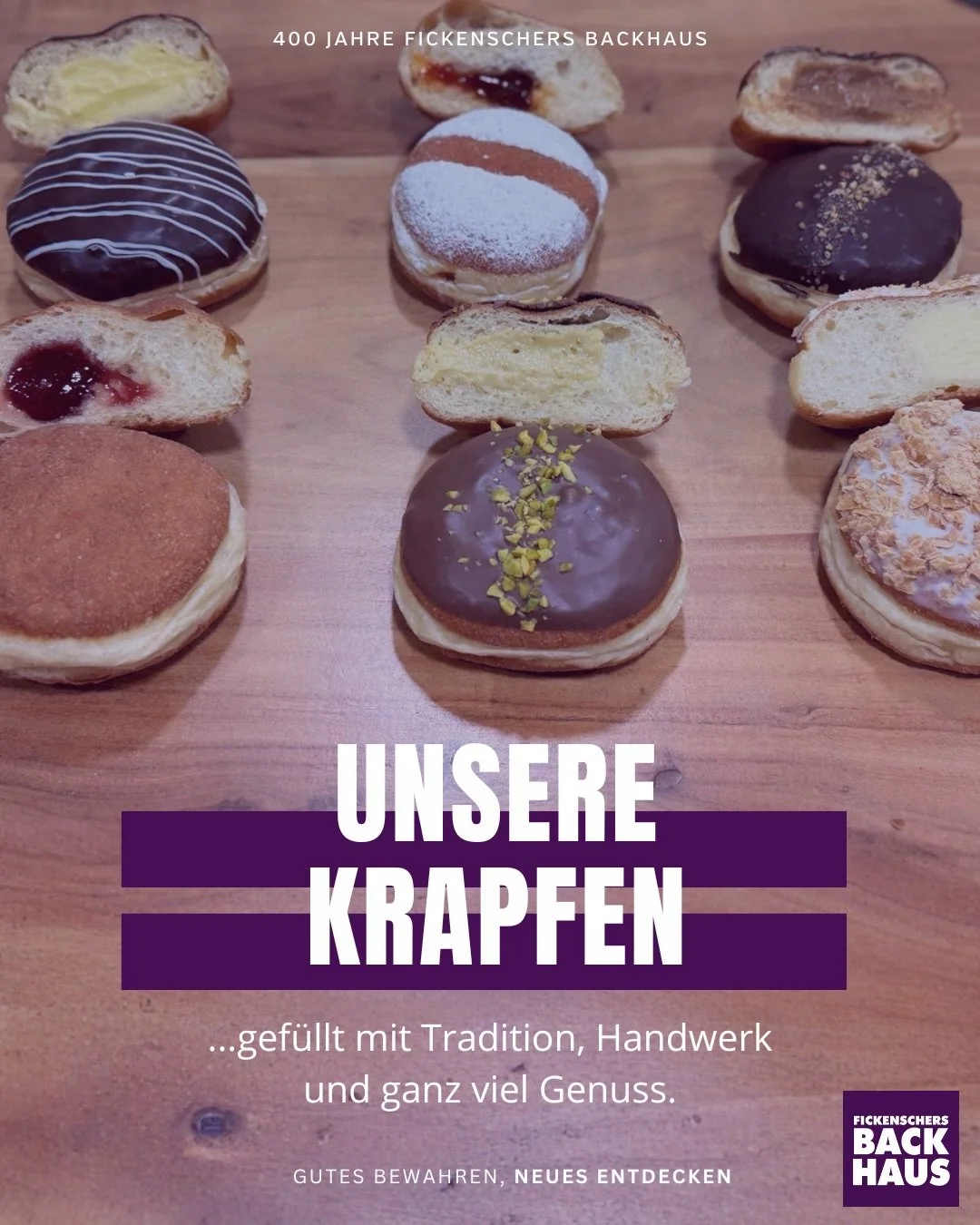 ✨ Die Krapfen-Saison ist er&ouml;ffnet ✨
Fluffiger Hefeteig, goldbraun gebacken und liebevoll gef&uuml;llt: von klassischer Konfit&uuml;re &uuml;ber feine Vanille und Nougat bis hin zu Pistazie und cremiger Sahne-Ganache 🤍🍩

📍 Alle Sorten sind ab 