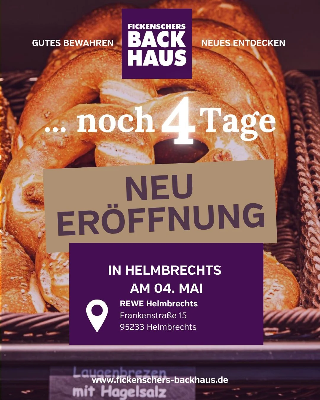 Noch 4 Tage! 🔥 Am 04. Mai ist es so weit: Neuer&ouml;ffnung im REWE Helmbrechts. Zur Feier gibt&rsquo;s tolle Angebote und exklusive Rabatte &ndash; kommt vorbei und sichert euch eure Favoriten. Der Countdown l&auml;uft!