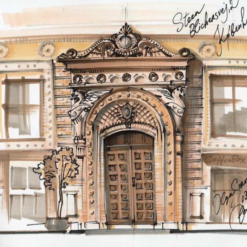 Архитектурные детали в городских скетчах маркерами — School of Sketching by  Olga Sorokina