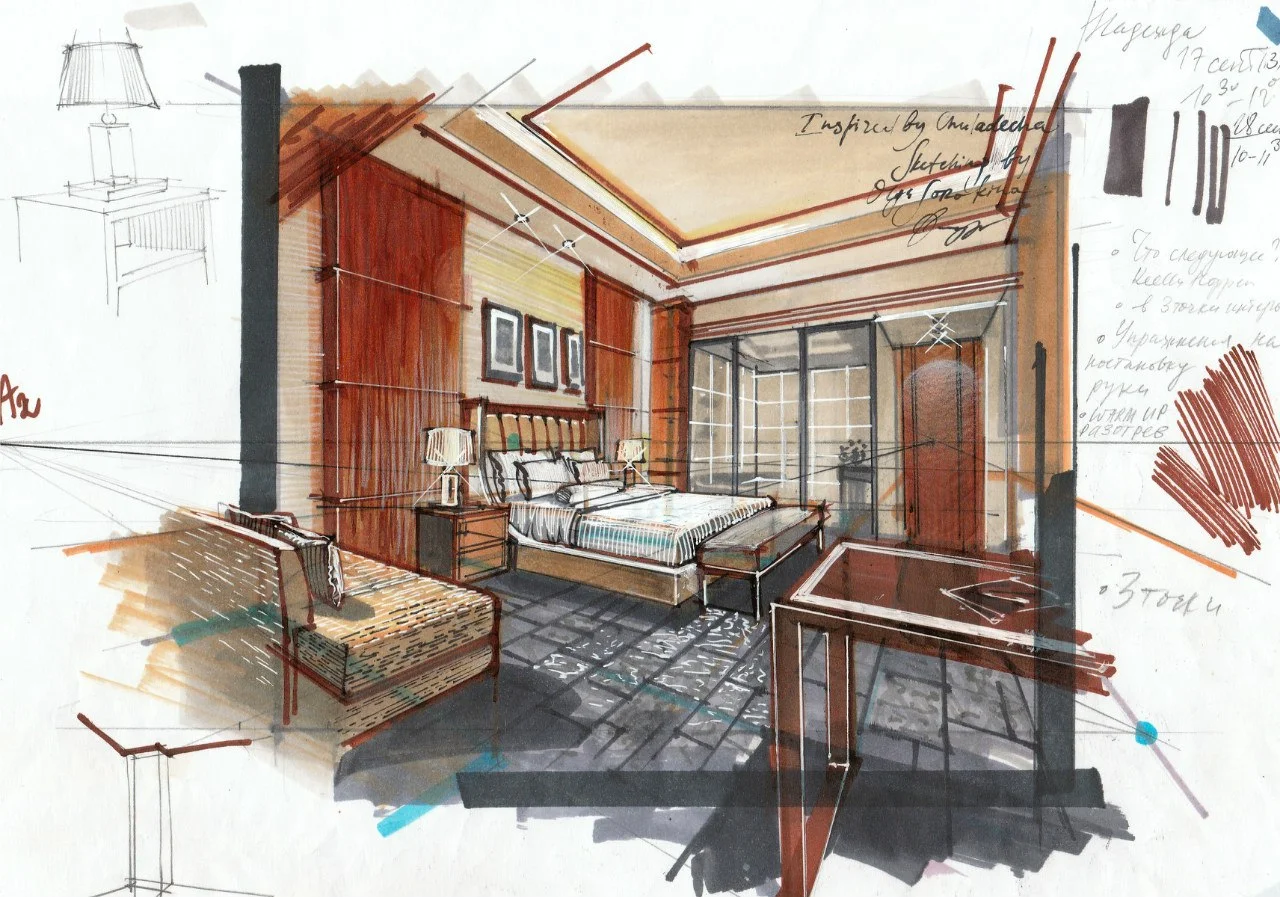 Interior drawing from my ecourse PRO. Check other sketches here .