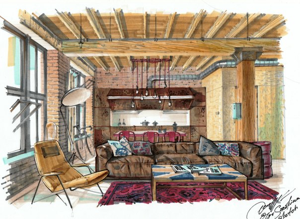 Illustration Of Interior Design Stock Illustration - Download Image Now -  Sketch, Architecture, Indoors - iStock