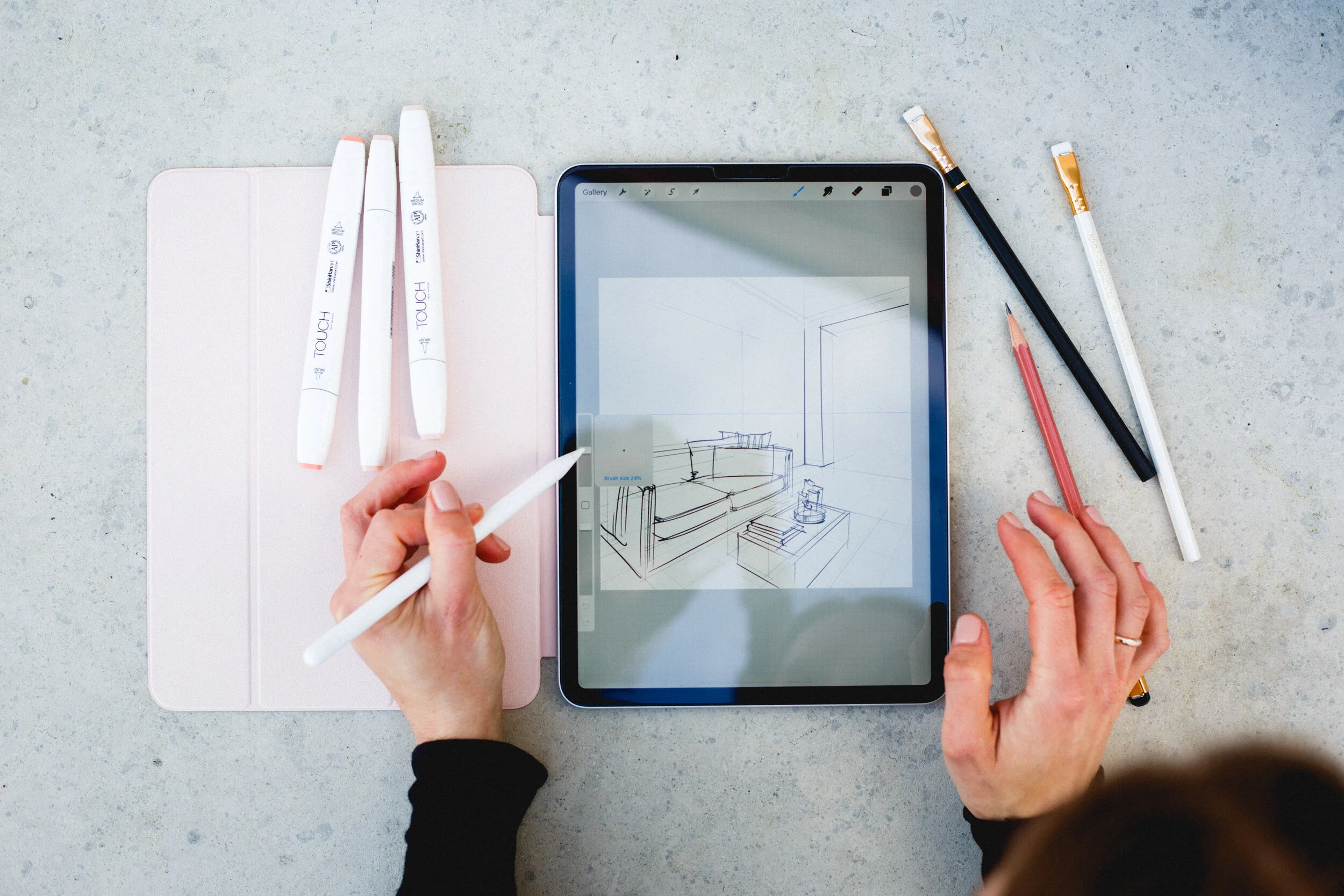 The 6 principles of two-point perspective in interior sketching