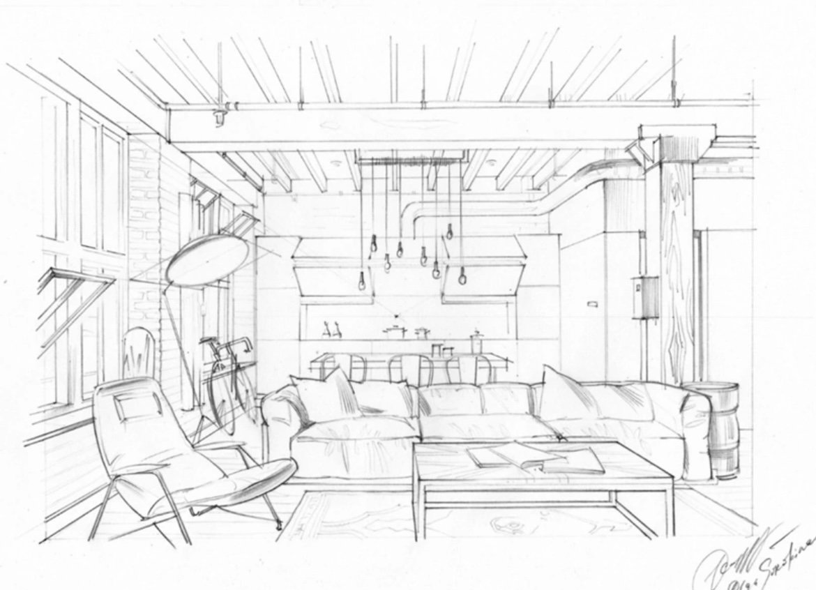 loft interior sketch