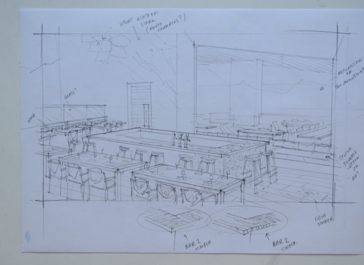 restaurant interior drawing