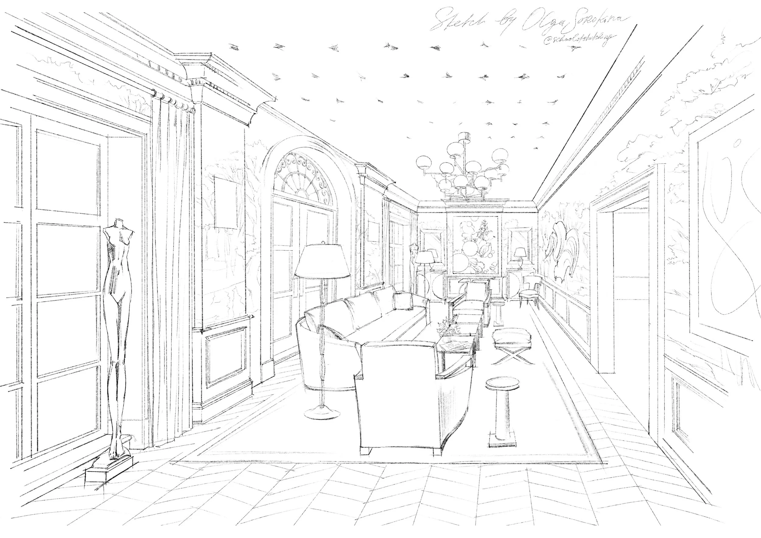 Custom Interior Sketches for Clients: My 3 Case Studies in Procreate