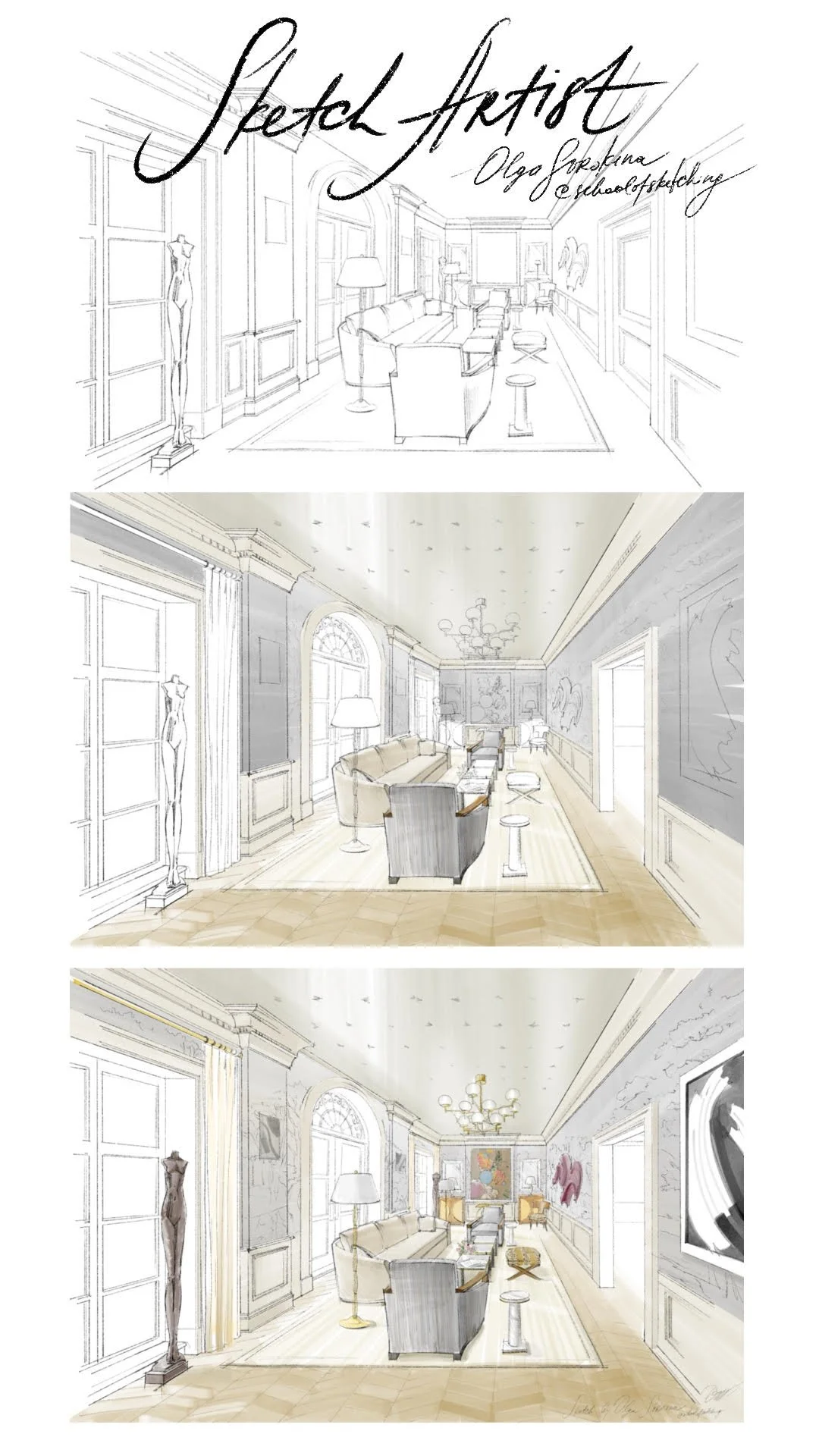 Custom Interior Sketches for Clients: My 3 Case Studies in Procreate ...