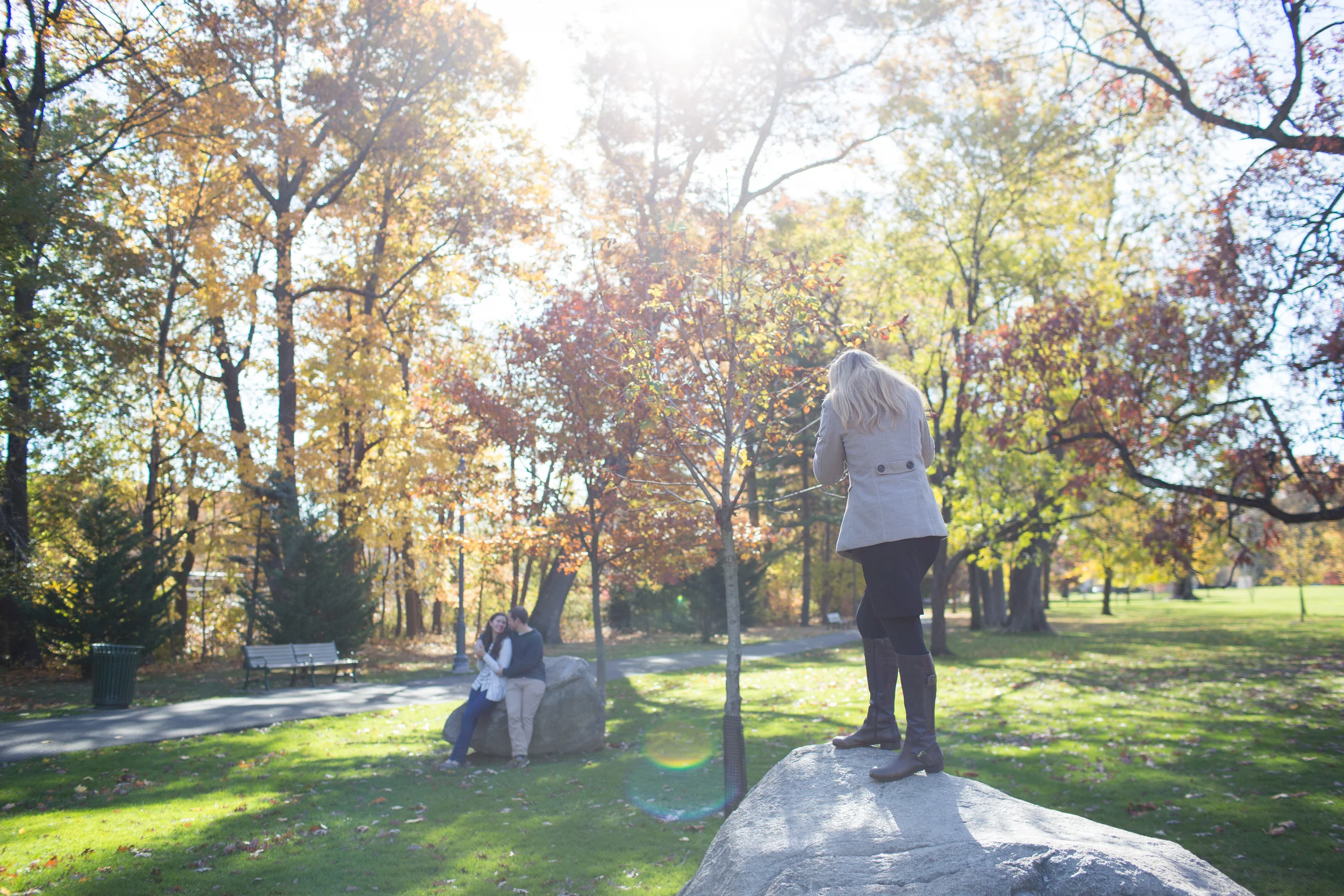 Rock climbing was a must for this shot. Mikey and Cat's engagement shoot, New Jersey.