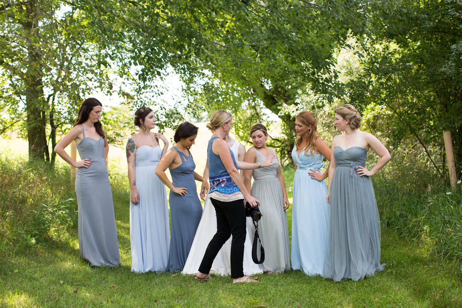  direction as needed, at White Oaks Farm with some lovely bridesmaids 