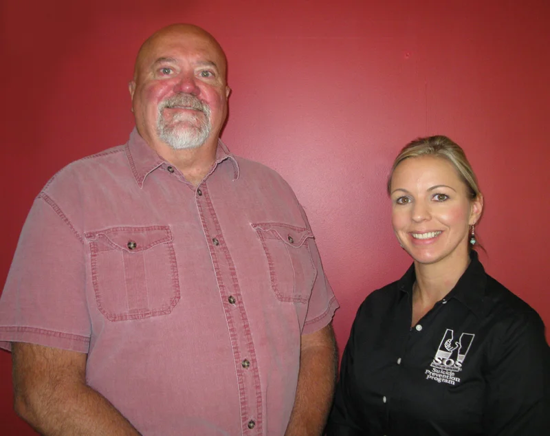 St. Marys Area School District event. Pictured are Don Hockman, father of Seth Hockman, who took his own life on May 25, 2015; and Tana Funair, Suicide Prevention Program Director with Dickinson Center, Inc.