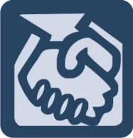 Employment Support logo graphic. Two hands shaking.