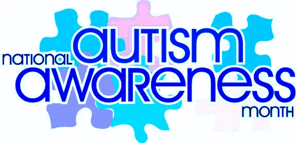 National Autism Awareness Month graphic with puzzle pieces