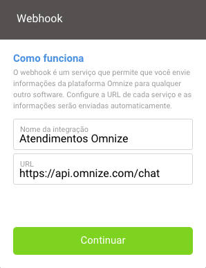 Exemplo de integração dos atendimentos para o Webhook
