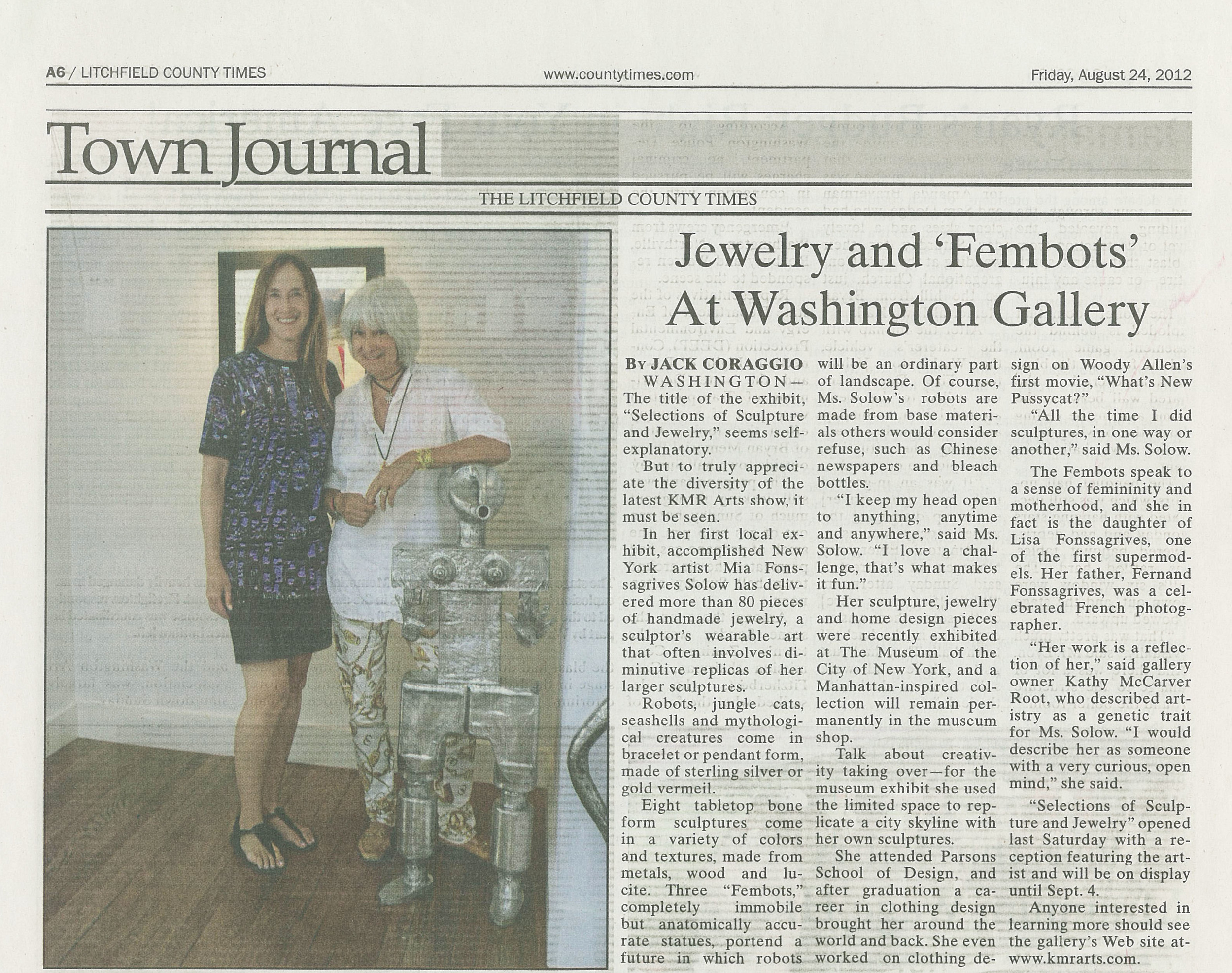 Jewelry and 'Fembots' At Washington Gallery. Aug 24, 2012 Litchfield County Times .jpg