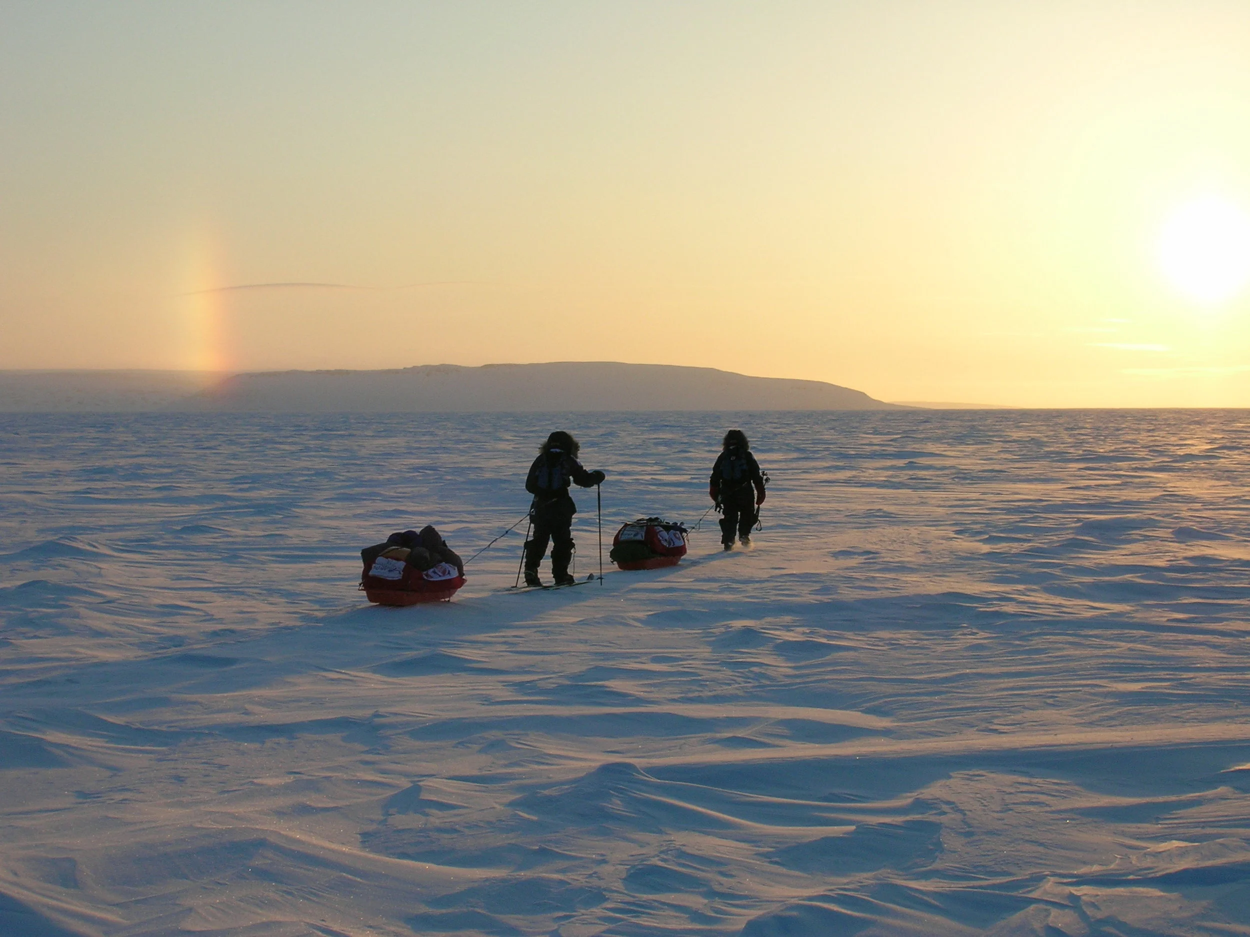 Skking towards the midnight sun in Arctic Canada.JPG