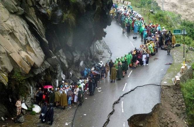 CC by 2.0. AFP Photo / Indian Army. A flood damaged road in Uttarakhand, Northern Indian.