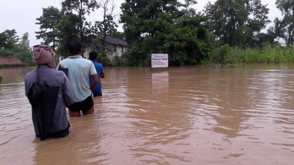 People moving to safety during Nepal floods 2017. Image courtesy of Practical Action Nepal