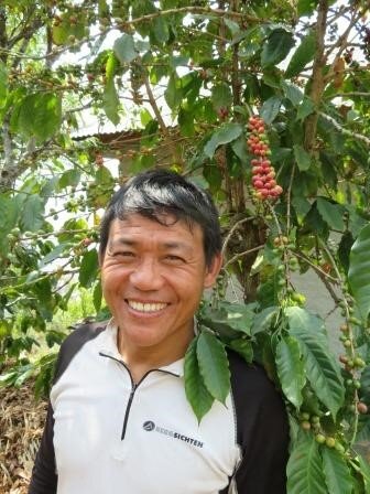 Net Kumar with his coffee tree.