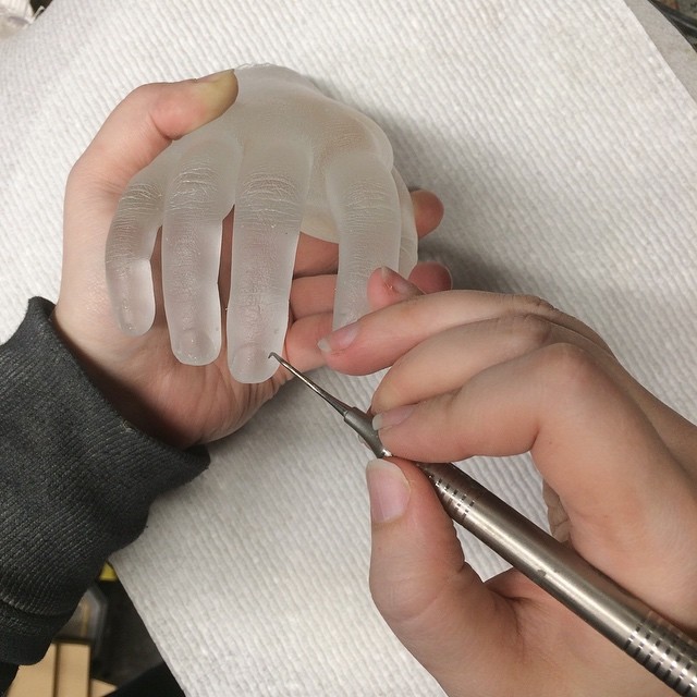 The closest I&rsquo;ve gotten to a manicure in a very long time.
.
.
.
.
#glasslife #sculpture #selfcare #workinprogress #studiolife #bullseyeglass #casting #kilncasting #cleanup