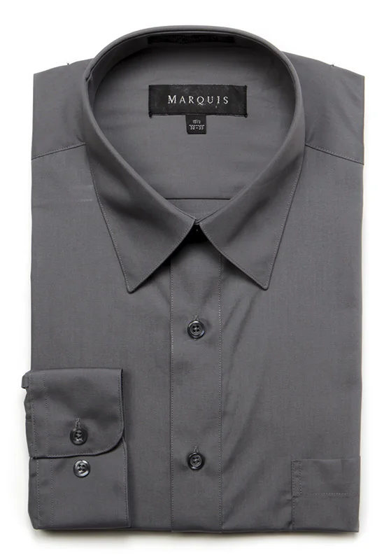 mens dark grey dress shirt Men's Regular Fit Basic Dress Shirt in Charcoal Grey 21½ 37/38 / Charcoal main image 0