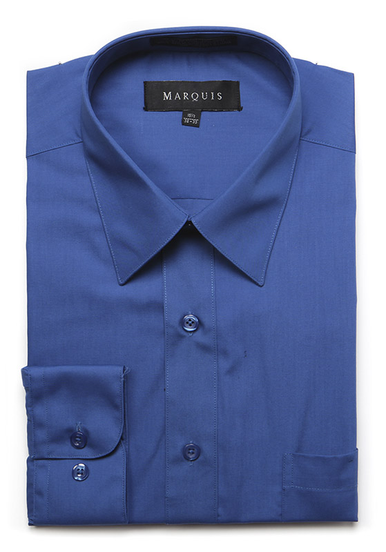 Marquis Men'S Slim Fit Solid Dress Shirt White Xx-Large 18-18.5 Neck 34/35 Sleev 