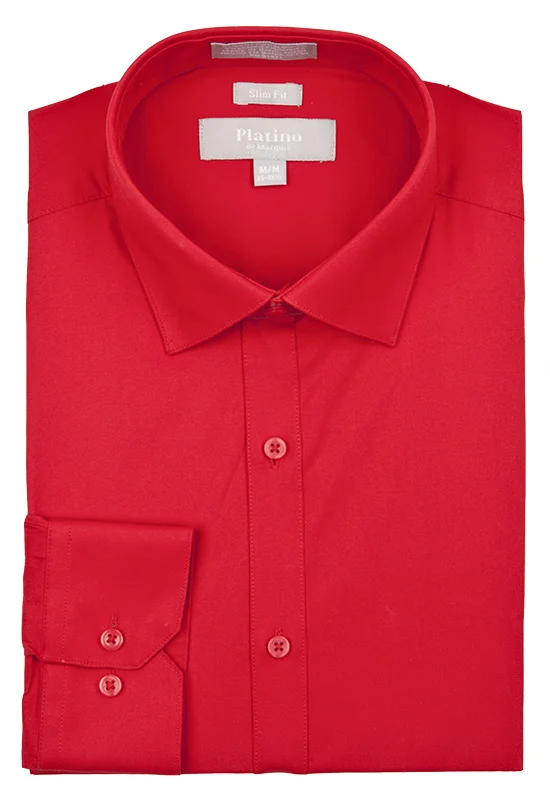 mens red dress shirt slim fit