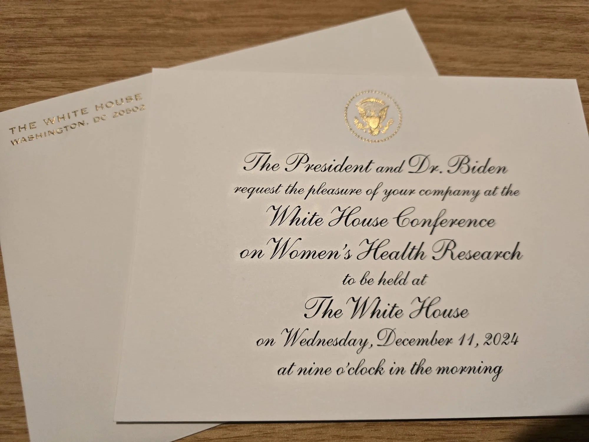 PCOSAA's invitation to the White House Conference on Women's Health Research, December 11, 2024