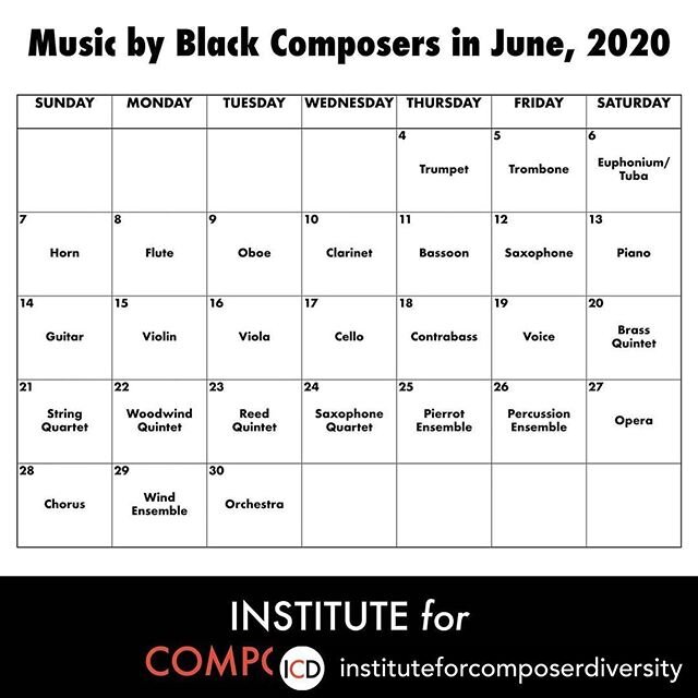 Incredibly grateful for this resource...musicians if you’re wondering where to start, follow @instituteforcomposerdiversity!
Posted @withregram • @instituteforcomposerdiversity Performing works by Black composers should be an important pa