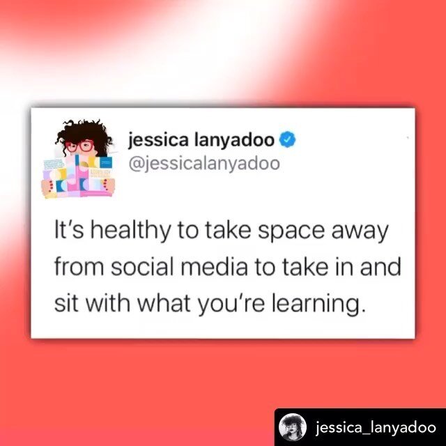 Posted @withregram • @jessica_lanyadoo It’s healthy, and often necessary, to take space away from social media to take in and sit with what you’re learning.
You don’t have to preform or prove your evolution - but you do need t