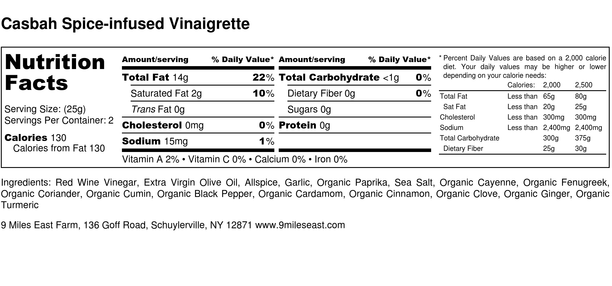 Casbah Spice-infused Vinaigrette - Nutrition Label.jpg