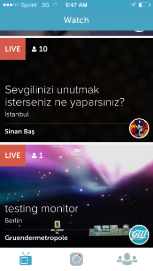 Periscope's home screen