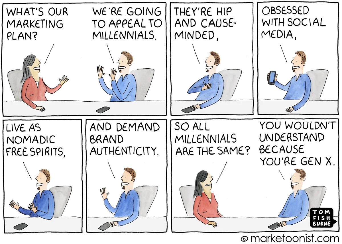 Tom Fishburne created this comic about marketing to Millennials.