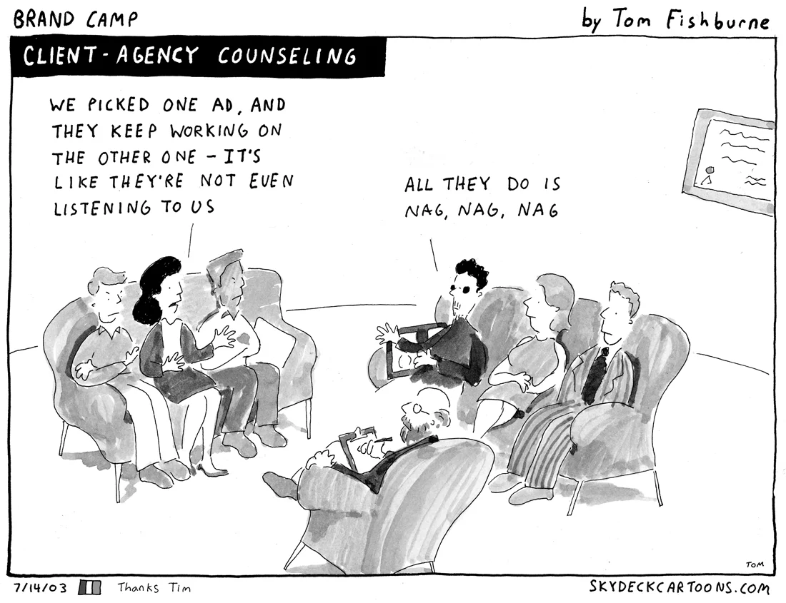 Marketoonist illustrates the importance of listening and communicating in an agency-client relationship.