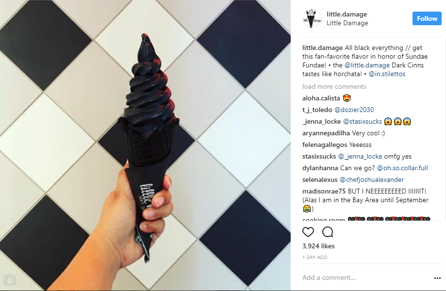 Charcoal Ice-Cream and Cones at Little Damage - Los Angeles
