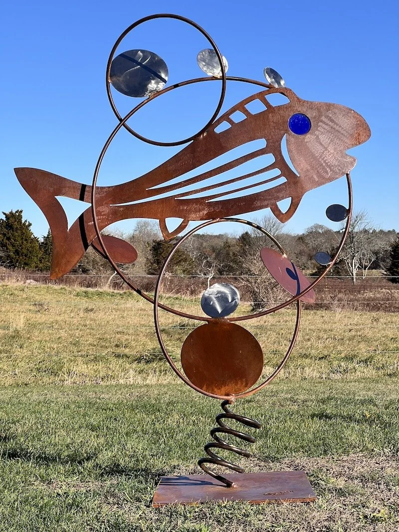 Fish, steel, stainless and glass, 62" x 48" x 20